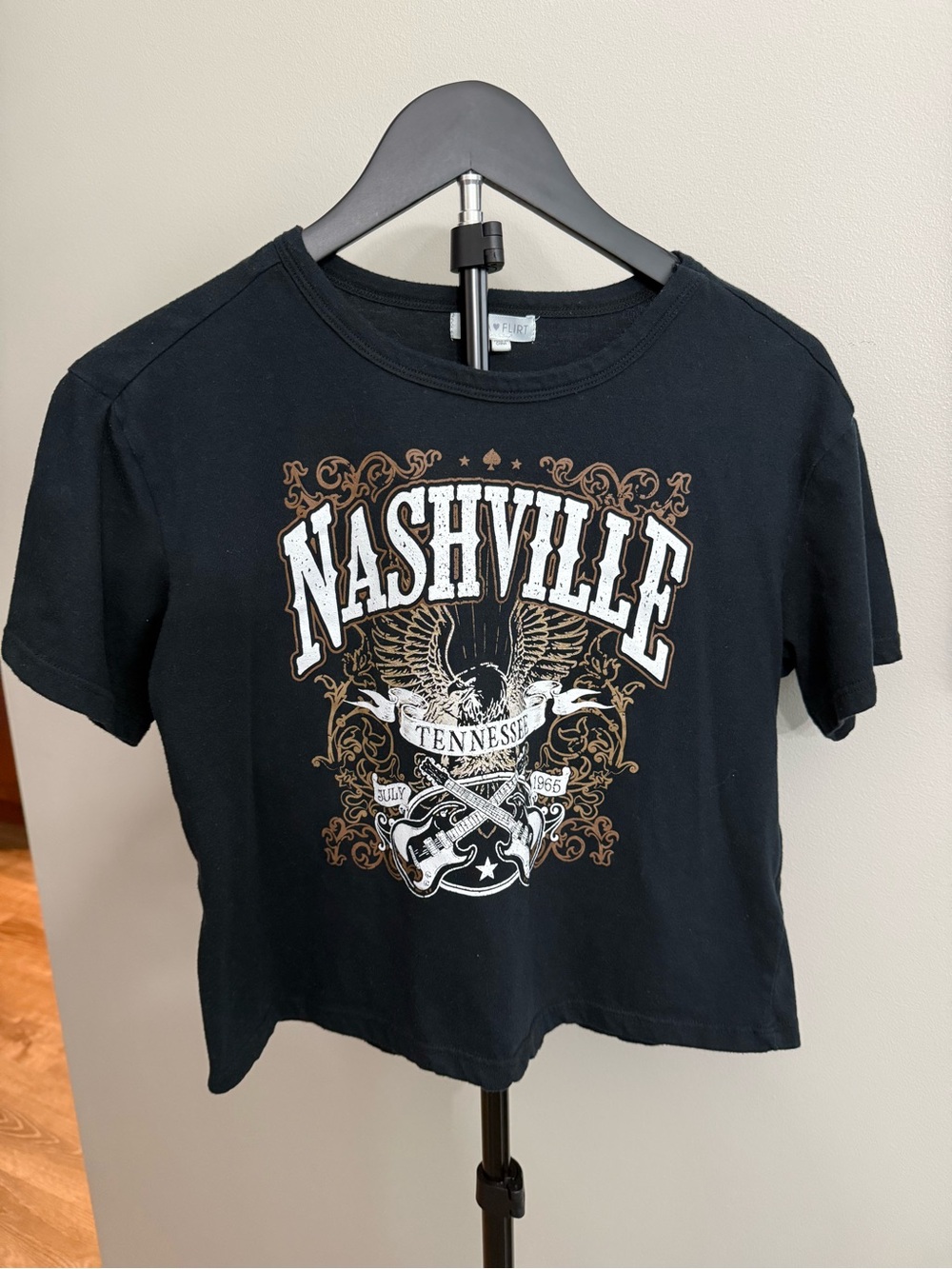 Ultra Flirt Black Nashville Graphic Crop Top